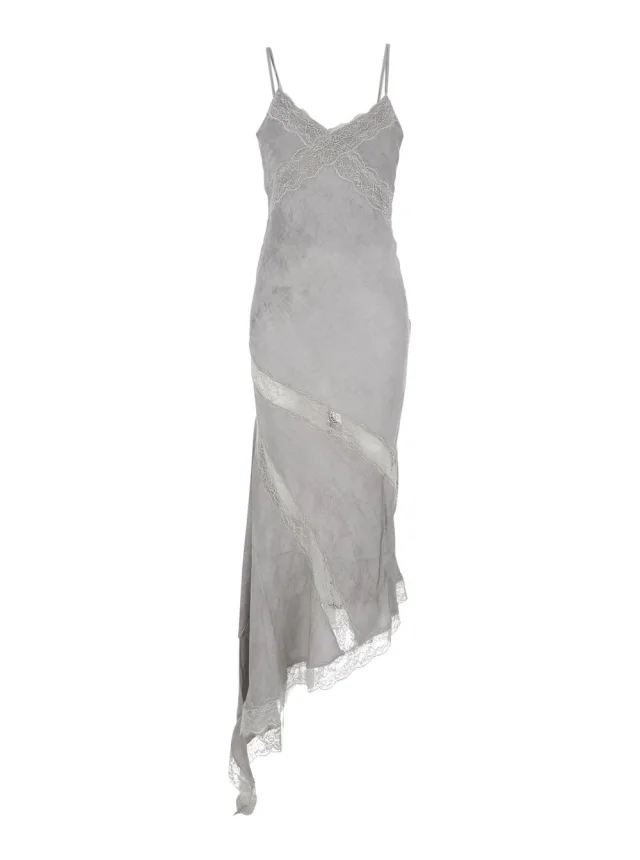 The andamane Long Dress 'Rosetta' with Thin Straps and Asymmetrical Design in Gray for Women in Grey from Gaudenzi Boutique, photo 1 of 1