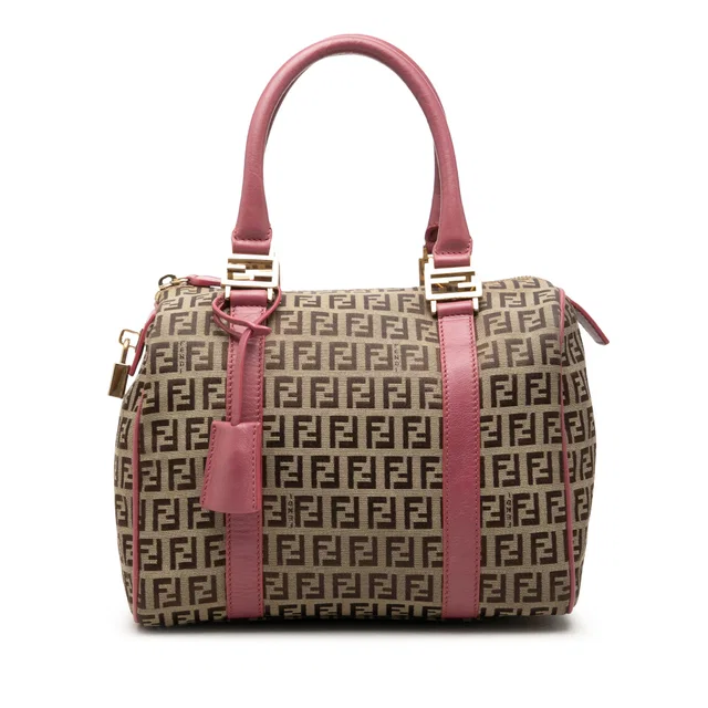 Beige Fendi Zucchino Canvas Boston Bag in Beige Canvas from Designer Revival