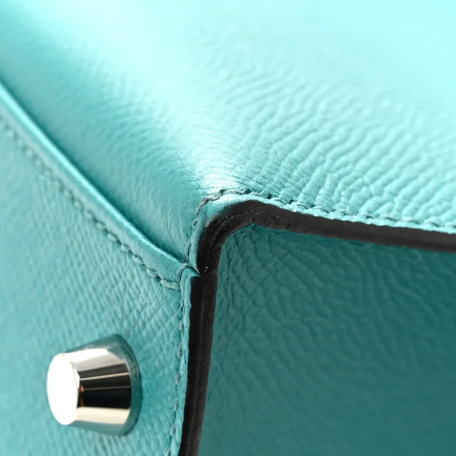 Hermès Epsom Kelly Sellier 32 Bleu Paon in Blue Epsom leather from FASHIONPHILE, photo 12 of 13