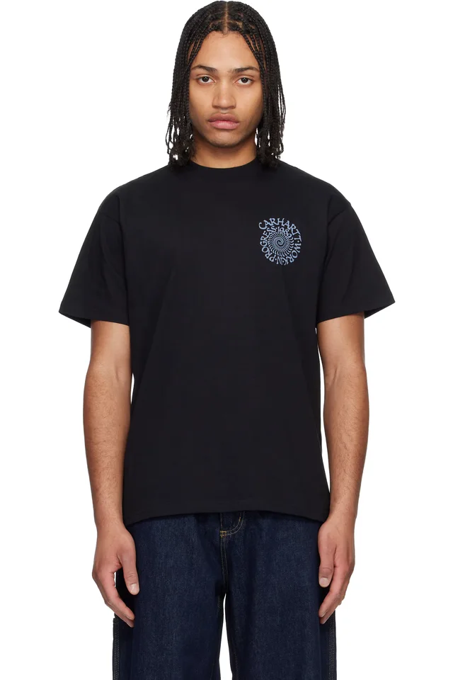 Carhartt Work In Progress Black Spirals T-shirt, image 1 of 1 from SSENSE