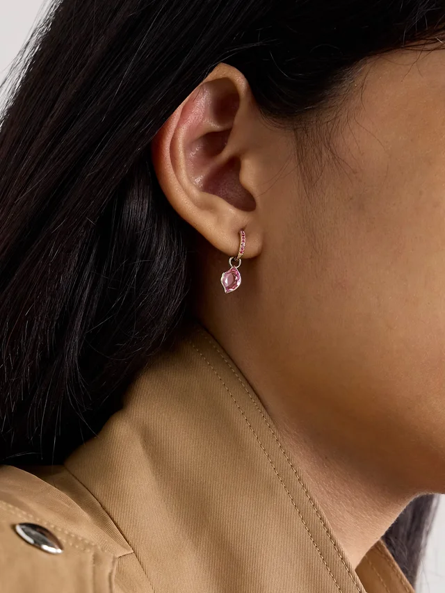 ALISON LOU Smooch 14-karat gold, sapphire and laboratory-grown sapphire single hoop earring in Metallic, photo 2 of 2 from NET-A-PORTER (Canada)