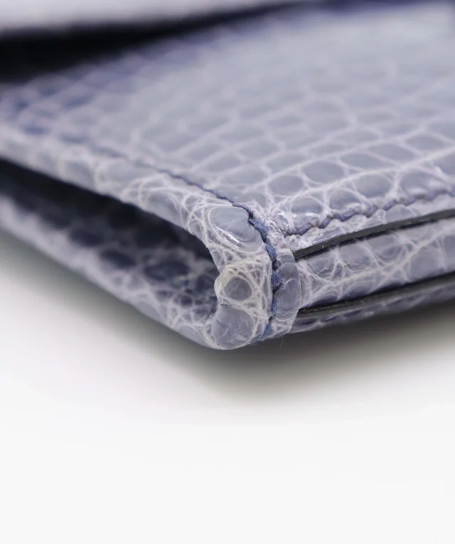 Hermès Bleu Brighton Shiny Mississippi Alligator Mini Jige Clutch in Blue Crocodile from Luxury Promise, photo 6 of 11