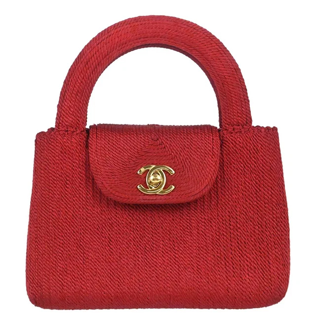 Chanel 1997-1999 Red Silk Rope Mini Shopping Tote in Red Silk from AMORE Vintage Tokyo