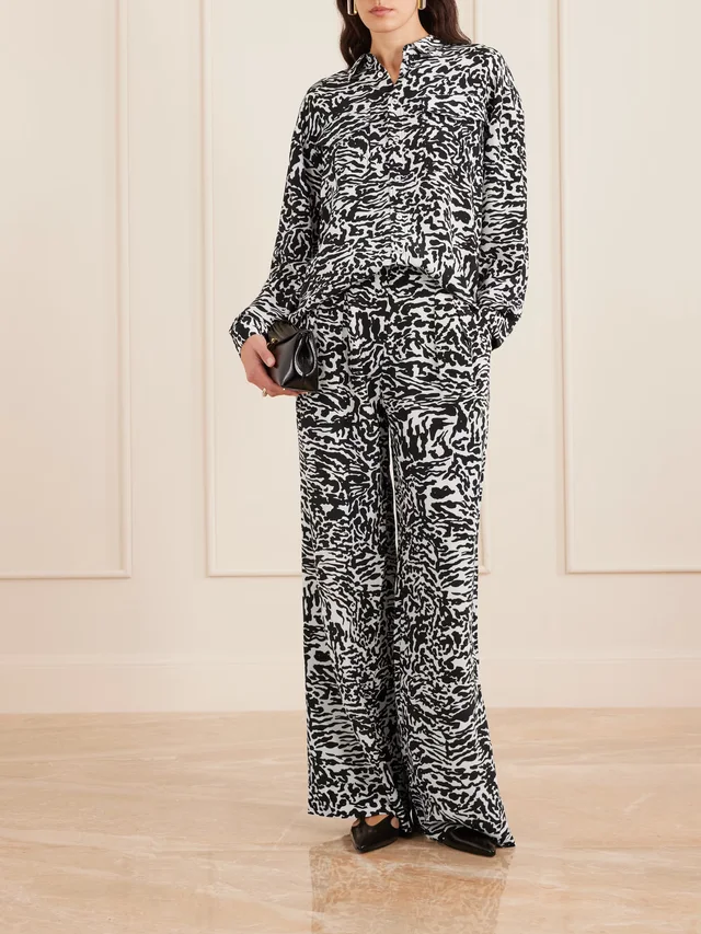 ULLA JOHNSON Soren zebra-print silk crepe de chine shirt in Black, photo 2 of 2 from NET-A-PORTER (Canada)