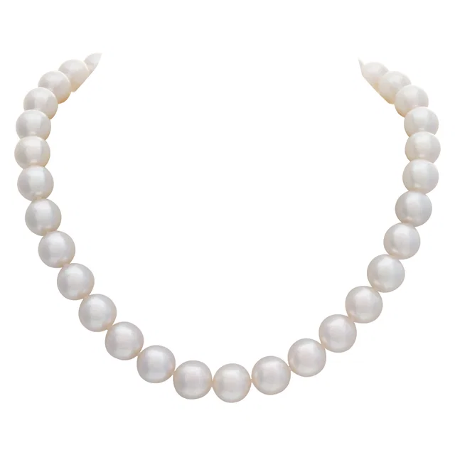 Mikimoto south sea pearl necklace with high grade, excellent luster, round shape pearls with very cl in White Gold from Gray And Sons