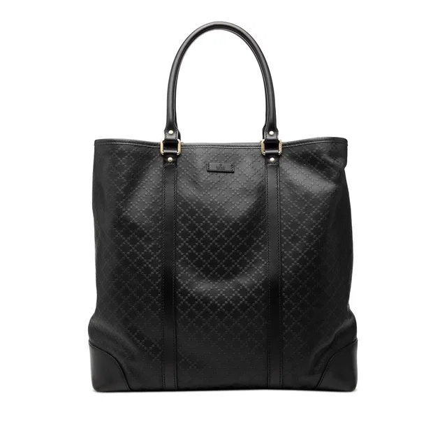 Black Gucci Diamante Calfskin Hilary Lux Joy Vertical Tote in Black Calfskin from Designer Revival