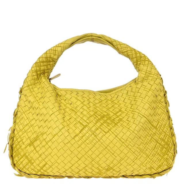 Bottega Veneta Yellow Lambskin Intrecciato Hobo Handbag in Yellow Lambskin from AMORE Vintage Tokyo