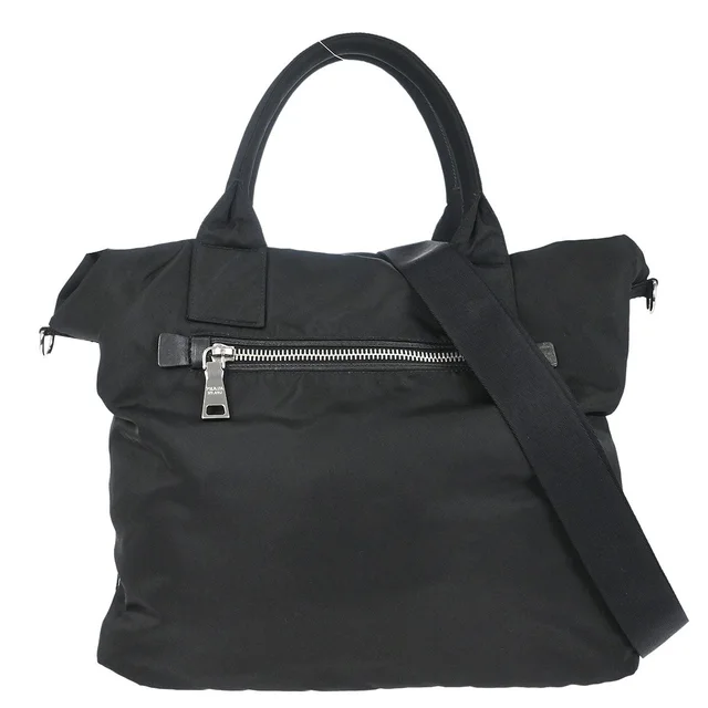 Prada Black Nylon Reversible 2way Shoulder Tote Handbag in Black Nylon from AMORE Vintage Tokyo