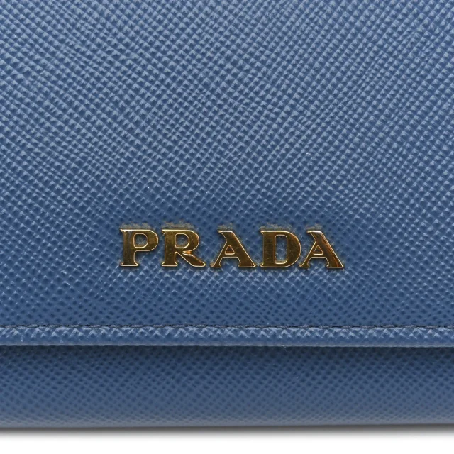 Prada Saffiano Bi-Color Metal Continental Flap Wallet Cobalto Black in Black Saffiano leather from FASHIONPHILE, photo 9 of 12