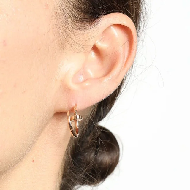 Cartier Juste un Clou Hoop Earrings, Small Model, 18kt Rose Gold in Pink from A Retro Tale, photo 2 of 2
