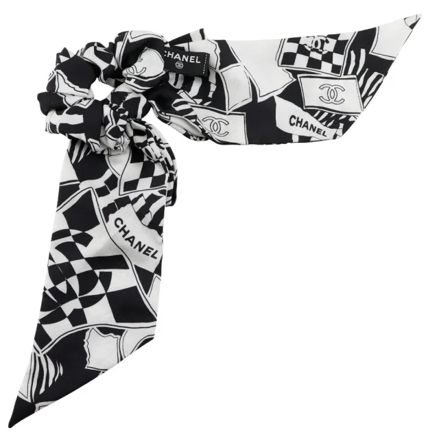 Chanel Coco Mark Silk Scrunchie in Black Others from LuxUness, photo 2 of 5