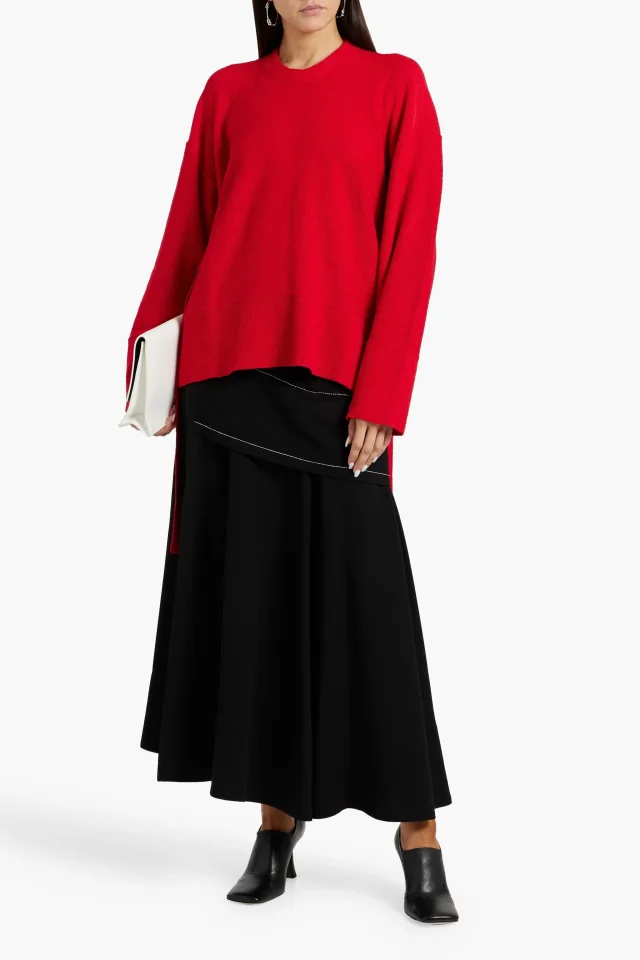 Proenza Schouler Cutout Knitted Sweater in Red, photo 2 of 4 from THE OUTNET