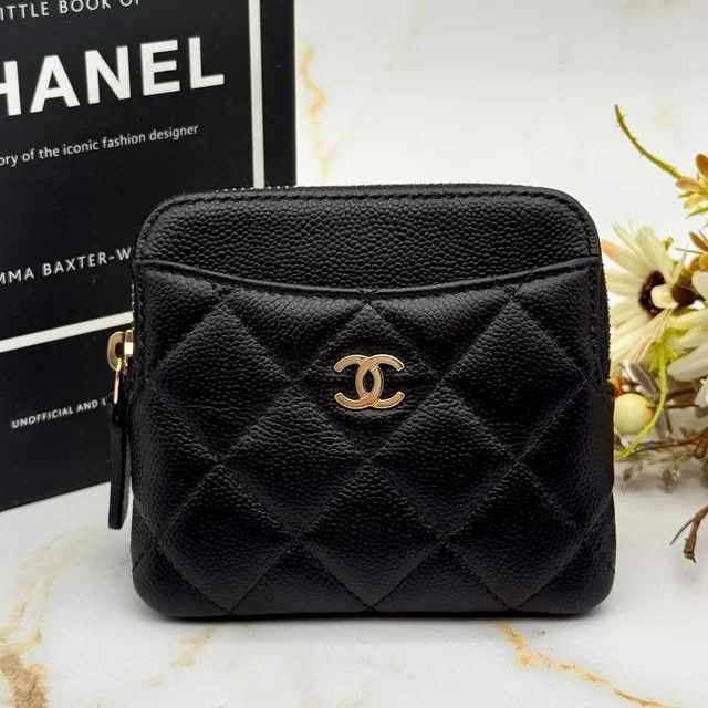 Chanel Caviar Leather Quilted Fragment Case Card Holder in Caviar leather from The Reluxe