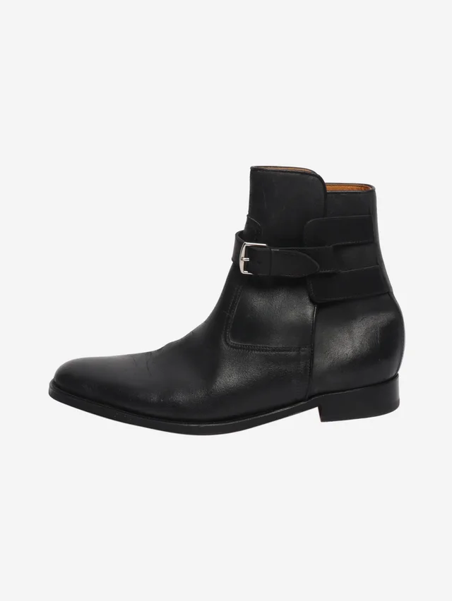 Hermès Black leather ankle boots - size UK 7 in Black Leather from Sign of the Times