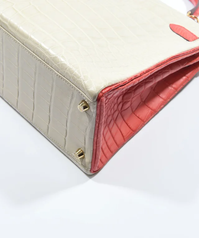 Hermès Kelly 32 HSS Beton / Geranium Matte alligator GHW #X (2016) in Crocodile from Luxury Promise, photo 12 of 20