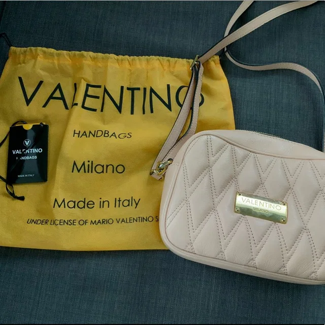 Valentino Garavani Light Pink Quilted Crossbody Bag With Gold Plaque in pink Leather from Poshmark