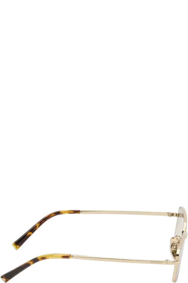 Prada Eyewear Gold Rectangle Metal Sunglasses, photo 2 of 4 from SSENSE