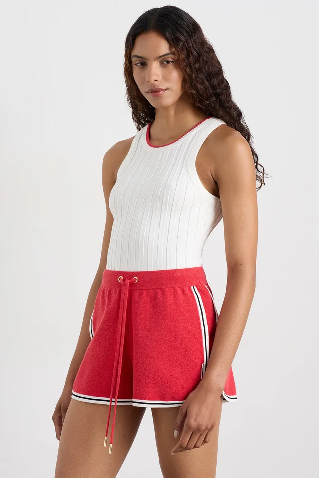 Athletica Racer Split Knit Top 107 in White from Aje, photo 1 of 1