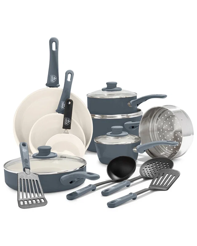GreenLife Soft Grip Healthy Ceramic Nonstick 16pc Kitchen Cookware Set, image 1 of 1 from Rue La La