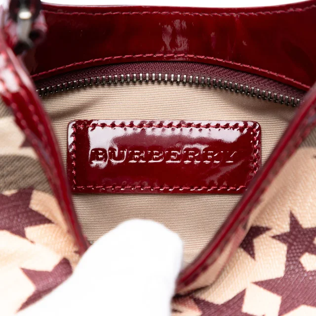 Beige Burberry Mini Supernova Check Coated Canvas Stars Hobo Shoulder Bag in Beige Coated canvas from Designer Revival, photo 5 of 7