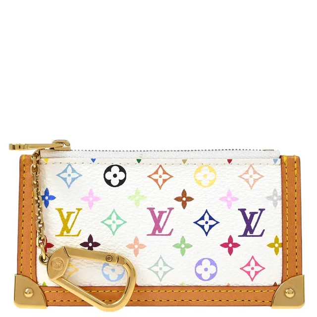 Louis Vuitton White Multicolor Pochette Cles Coin Purse M92655 in White Canvas from AMORE Vintage Tokyo