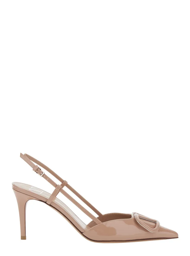 VALENTINO GARAVANI pink Pumps with VLogo on the front in patent leather for women in Beige, photo 2 of 8 from Gaudenzi Boutique