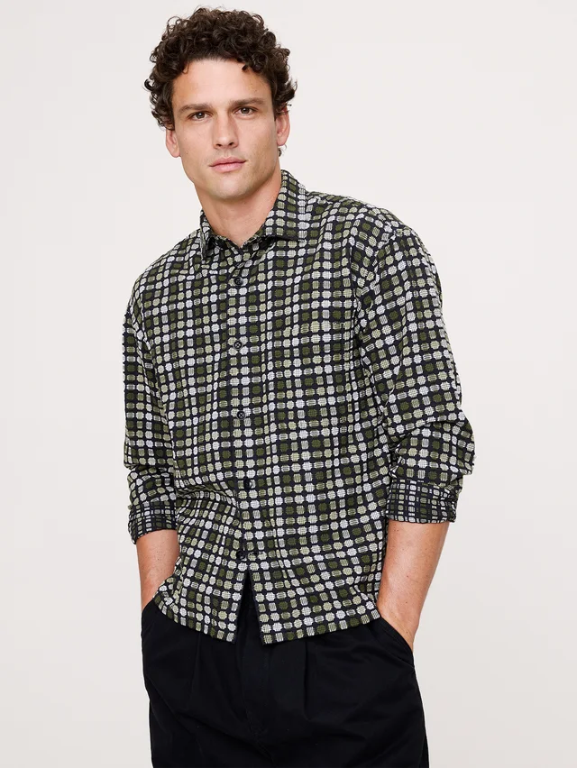 Banana Republic Relaxed-Fit Jacquard Shirt in Green from Banana Republic (US), photo 1 of 1