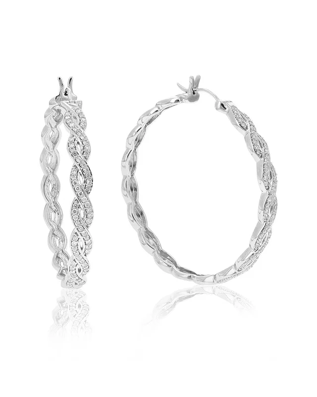 Amairah Silver 0.50 ct. tw. Lab-Grown Diamond Hoops, image 1 of 1 from Gilt