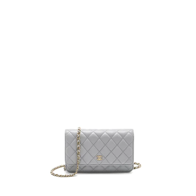 Chanel Classic Wallet On Chain Caviar Light Grey LGHW (Microchip) in Grey Caviar leather from EMIER