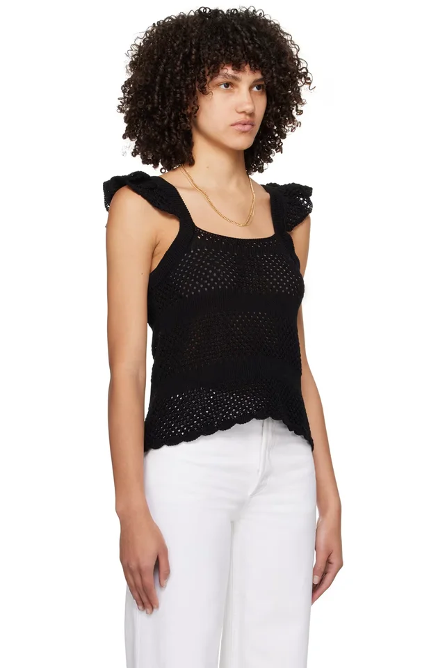 A.P.C. Black Crocheted Tank Top, photo 2 of 4 from SSENSE