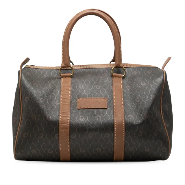 Black Dior Honeycomb Coated Canvas Boston Bag in Black Coated canvas from Designer Revival