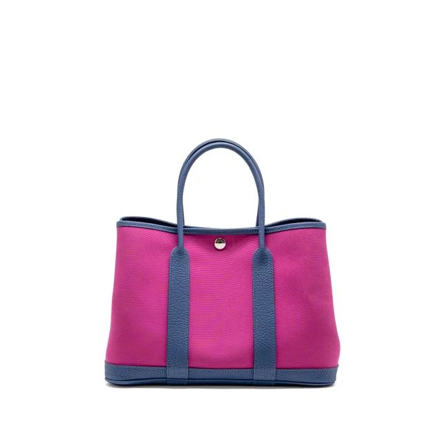 Hermès garden party 30 negonda/canvas magnolia/bleu brighton SHW stamp C in Blue Canvas from EMIER