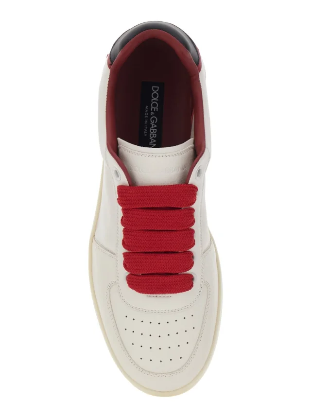 Dolce e gabbana 'Portofino Custom' White Low Top Sneakers with Contrasting Heel and Logo Lettering in Leather for Men in White 90% Lamb 10% Sheep, photo 7 of 10 from Gaudenzi Boutique