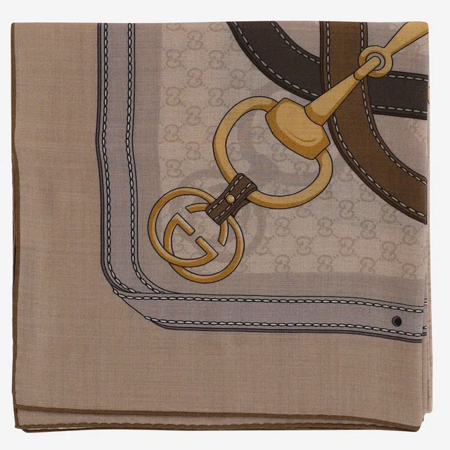 Gucci Wool And Silk Scarf — Beige Scarfs in Beige Silk from HEWI