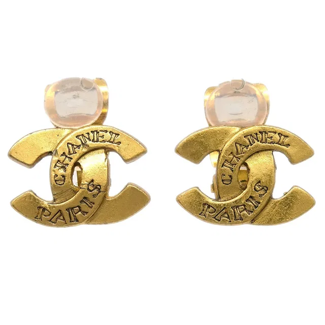 Chanel Gold CC Earrings Clip-On 99A in Gold from AMORE Vintage Tokyo