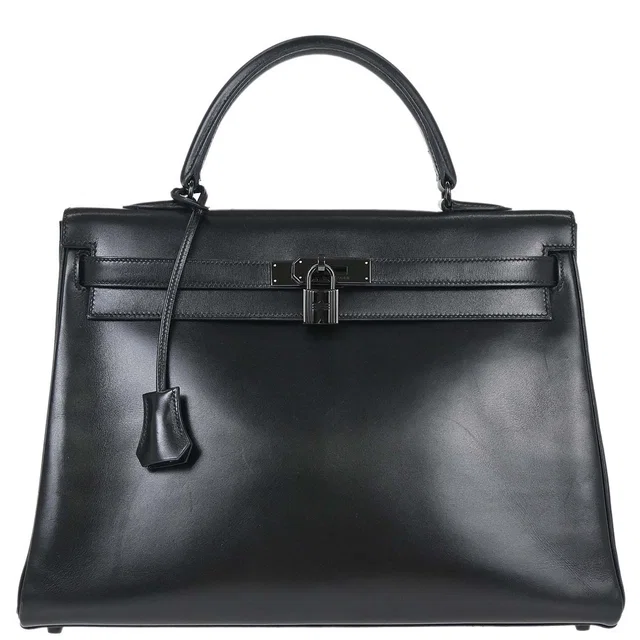Hermès 2010 JPG So Black Kelly 35 Handbag in Black Box leather from AMORE Vintage Tokyo
