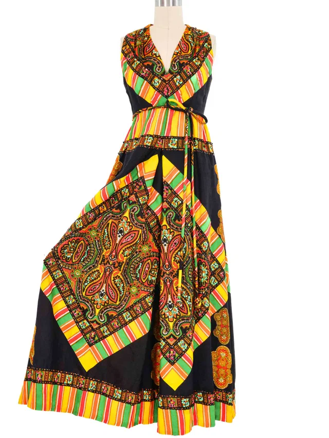 1970s Fred Perlberg Sequin Accented Paisley Jumpsuit from Arcade Vintage