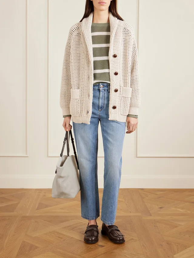 BRUNELLO CUCINELLI Leather-trimmed suede tote in White, photo 2 of 2 from NET-A-PORTER (Canada)