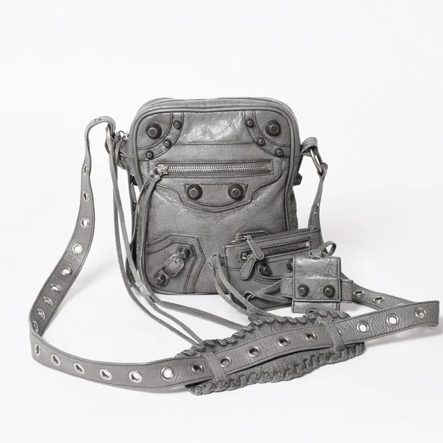 Balenciaga le Cagole Shoulder Bag Gray Leather Silver in Grey Leather from The Reluxe