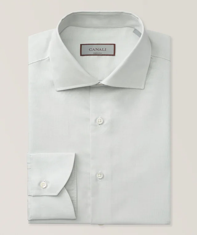 Canali Regular-Fit Cotton Dress Shirt in Grey Cotton & Cotton Blends, image 1 of 1 from Harry Rosen