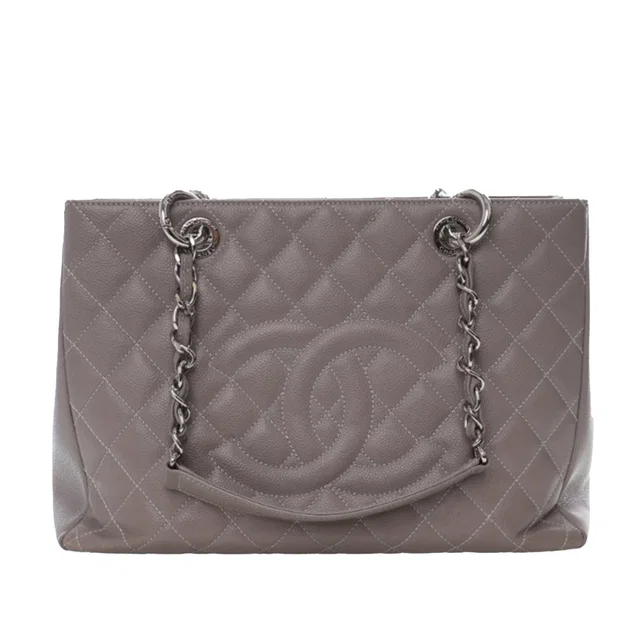 Grey Chanel Caviar Grand Shopping Tote in Grey Caviar leather from Designer Revival