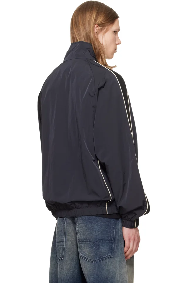 Palm Angels Black Curved Logo Vintage Windbreaker Track Jacket, photo 3 of 4 from SSENSE