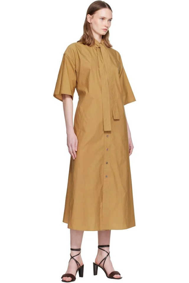 LEMAIRE Tan Reversible Tube Midi Dress, photo 4 of 4 from SSENSE