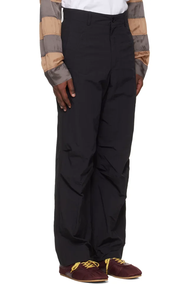 Dries Van Noten Black Taffeta Trousers, photo 2 of 4 from SSENSE