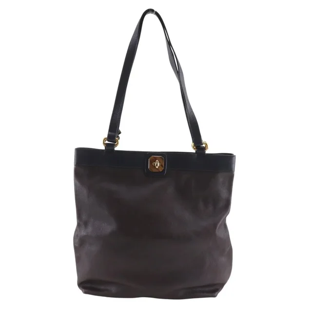 Delvaux Tote Bag, Two-Tone Leather, Brown, A4 Size, Turn-Lock Closure, Women's in brown|red Leather from Grailed, photo 1 of 1