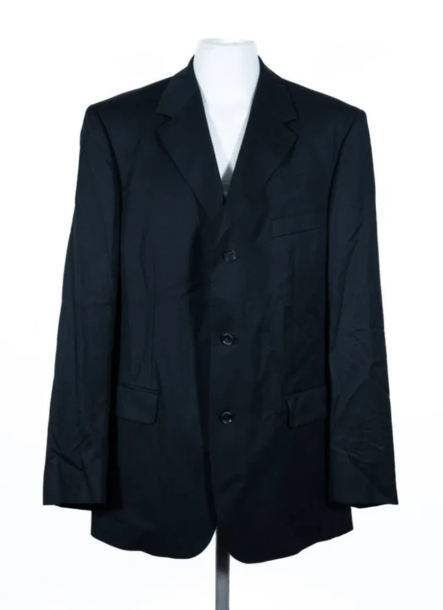 Burberry Single Breasted Suit Jacket Black Size: XL in Black Wool from Oxfam Online Shop