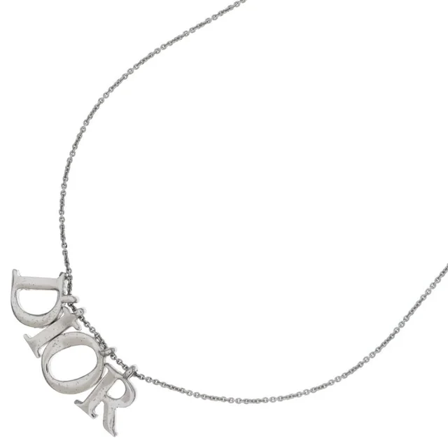 Dior Logo Necklace Metal Silver in Silver from The Reluxe