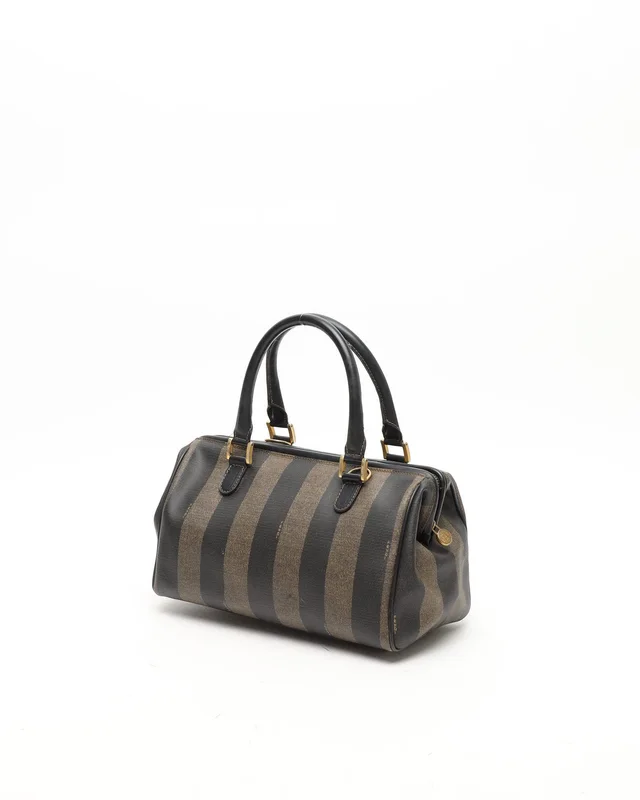 Fendi Pequin Stripe Boston Bag in Canvas from A Retro Tale, photo 2 of 7