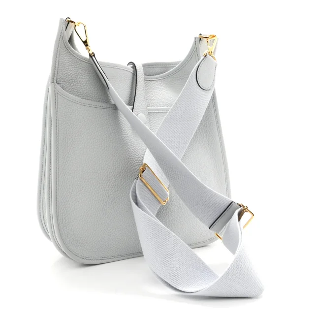 Hermès Taurillon Clemence Evelyne III PM Bleu Pale in Blue Clemence leather from FASHIONPHILE, photo 3 of 11