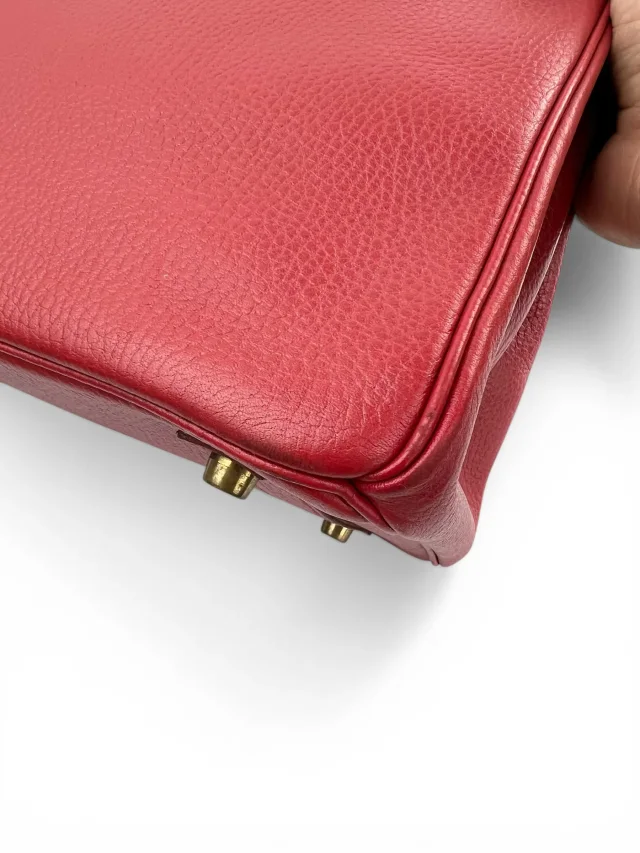 Hermès Rouge Clemence 32cm HAC Birkin Bag Clemence in Red Clemence leather from Season 2 Consign, photo 11 of 15
